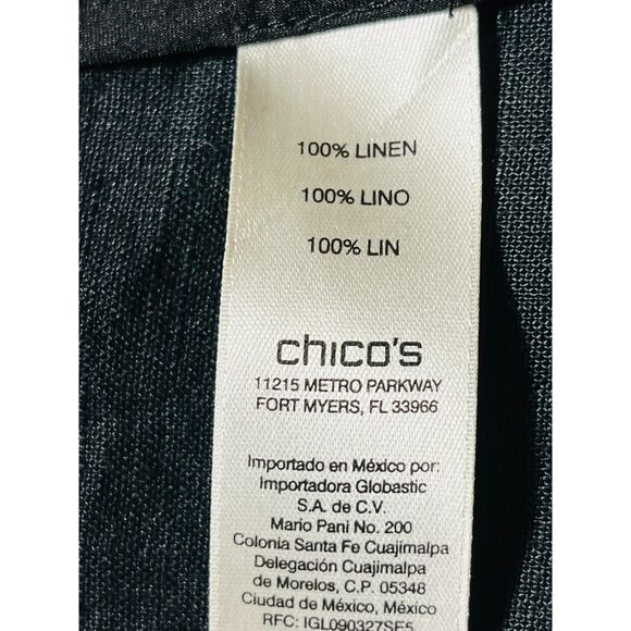 Chico's Bell-Sleeve Linen Open Front Boho Jacket Whimsy Black Size 3 16/18 - Picture 8 of 11